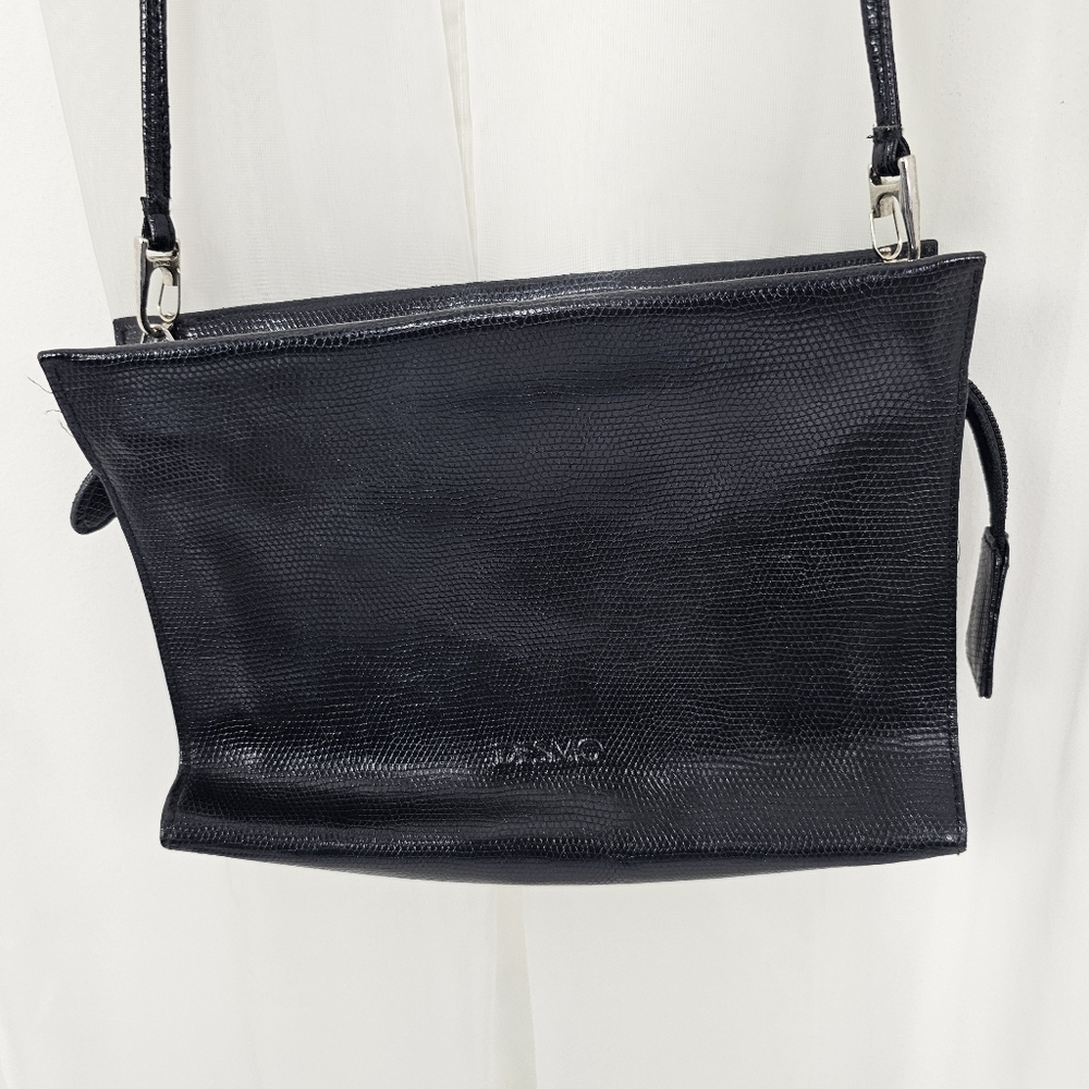 Desmo classic black leather convertible clutch / shoulder bag